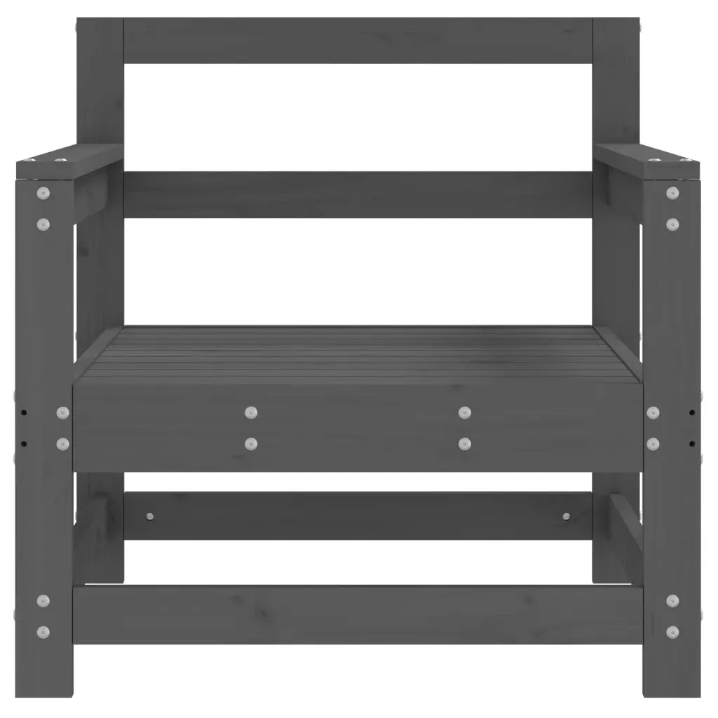 Sedia da patio-Sedie da Giardino 2pz Grigie in Legno Massello Pino 998927
