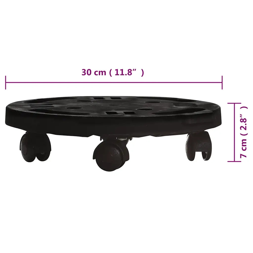 Carrelli per Piante con Ruote 2 pz Diametro 30 cm Neri 170 kg 3143915