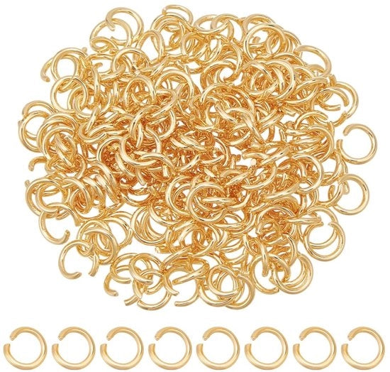 Accessori per gioielli in acciaio inossidabile 5 mm - 18 carati dorato - progetto aperto - 200 pezzi - 5 mm - accessori per gioielli