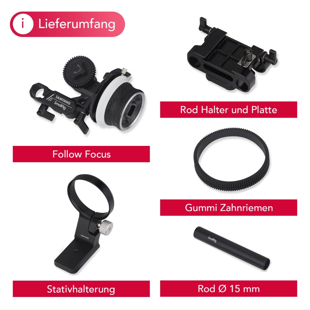 Cine Kit per fotocamere Sony E-mount - follow focus professionale per VDSLR MK2 e obiettivi con baionetta da 62 mm di diametro, marcatura AB regolabile (stopper)