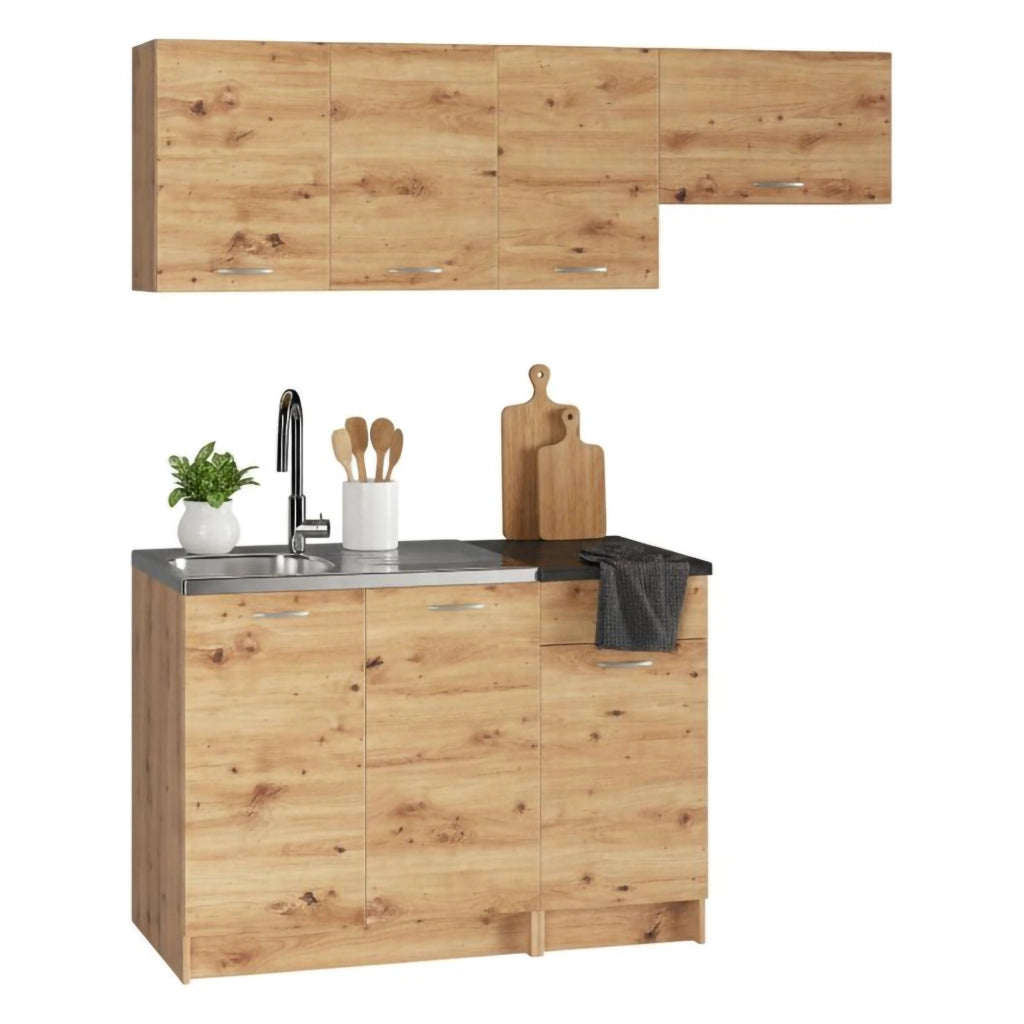 Cucinino Elettrodomestici non inclusi, Sora, Cucina Modulabile, Marrone Rovere Nodi