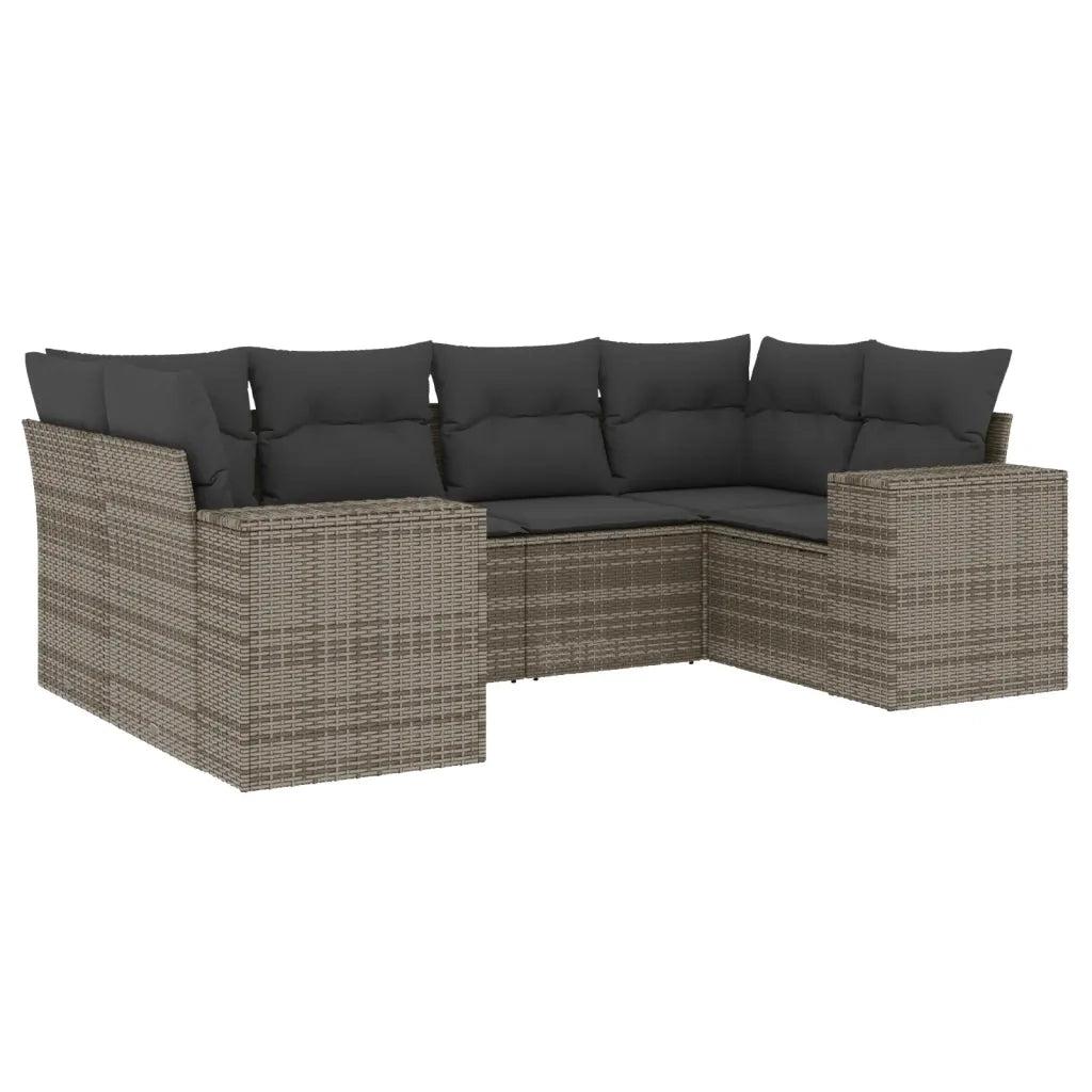 Set Divano da Giardino 6 pz con Cuscini Grigio in Polyrattan 3222979