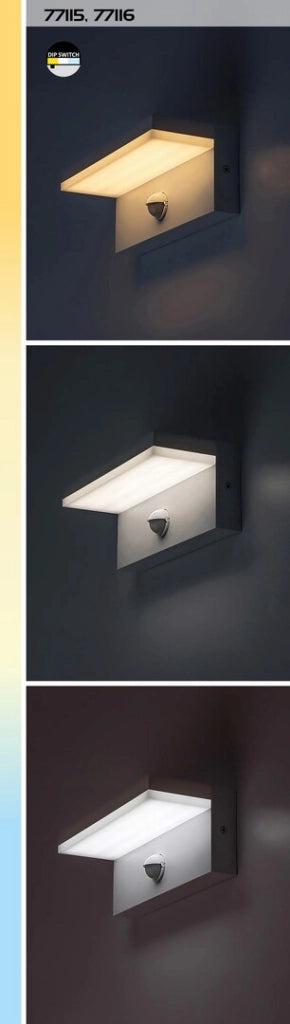 Applique esterno bianco PIR CCT LED 9W IP54 Zaragoza