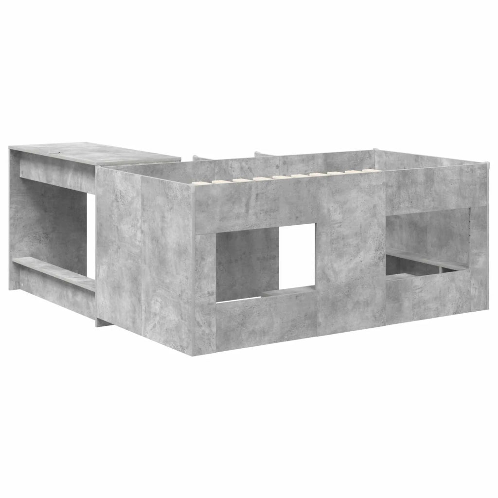 Letto alto per bambini con scrivania 2 pz Grigio Cemento 3423465