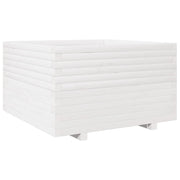 Fioriera | Cassetta per fiori | Vaso da Giardino Bianca 80x80x49,5cm Legno Massello di Pino