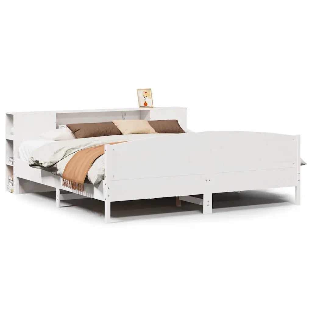 Letto Libreria senza Materasso Bianco 200x200 cm Legno di Pino 3323054
