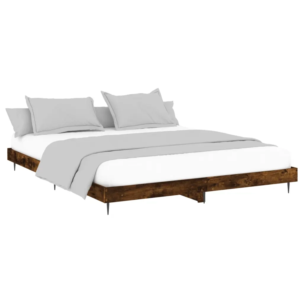 Letto matrimoniale | Letto per adulti | Giroletto senza Materasso Rovere Fumo 120x200 cm in Truciolato