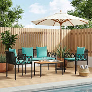 Set Mobili da Esterno 4 pcs Nero e Turchese polyrattan 42025346