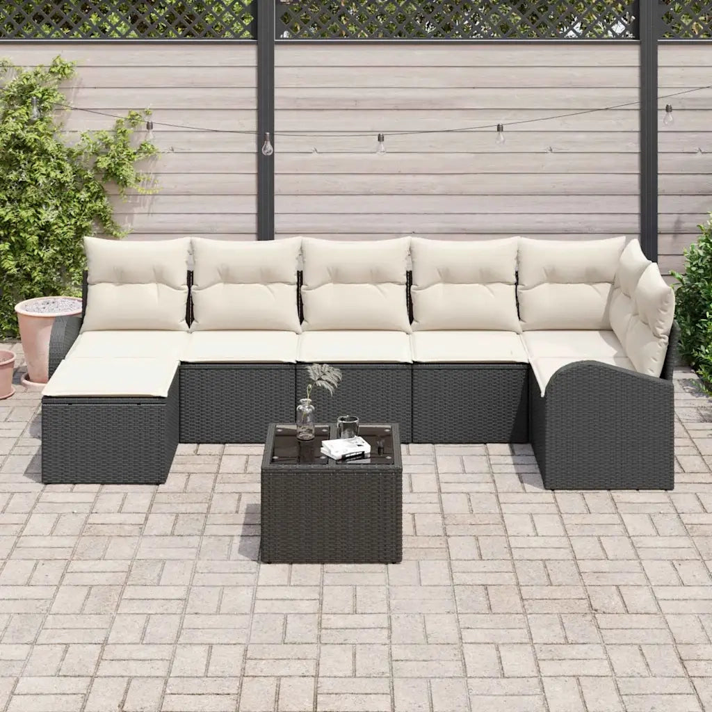 Set di divani con cuscino 8 pcs Nero polyrattan 3354806