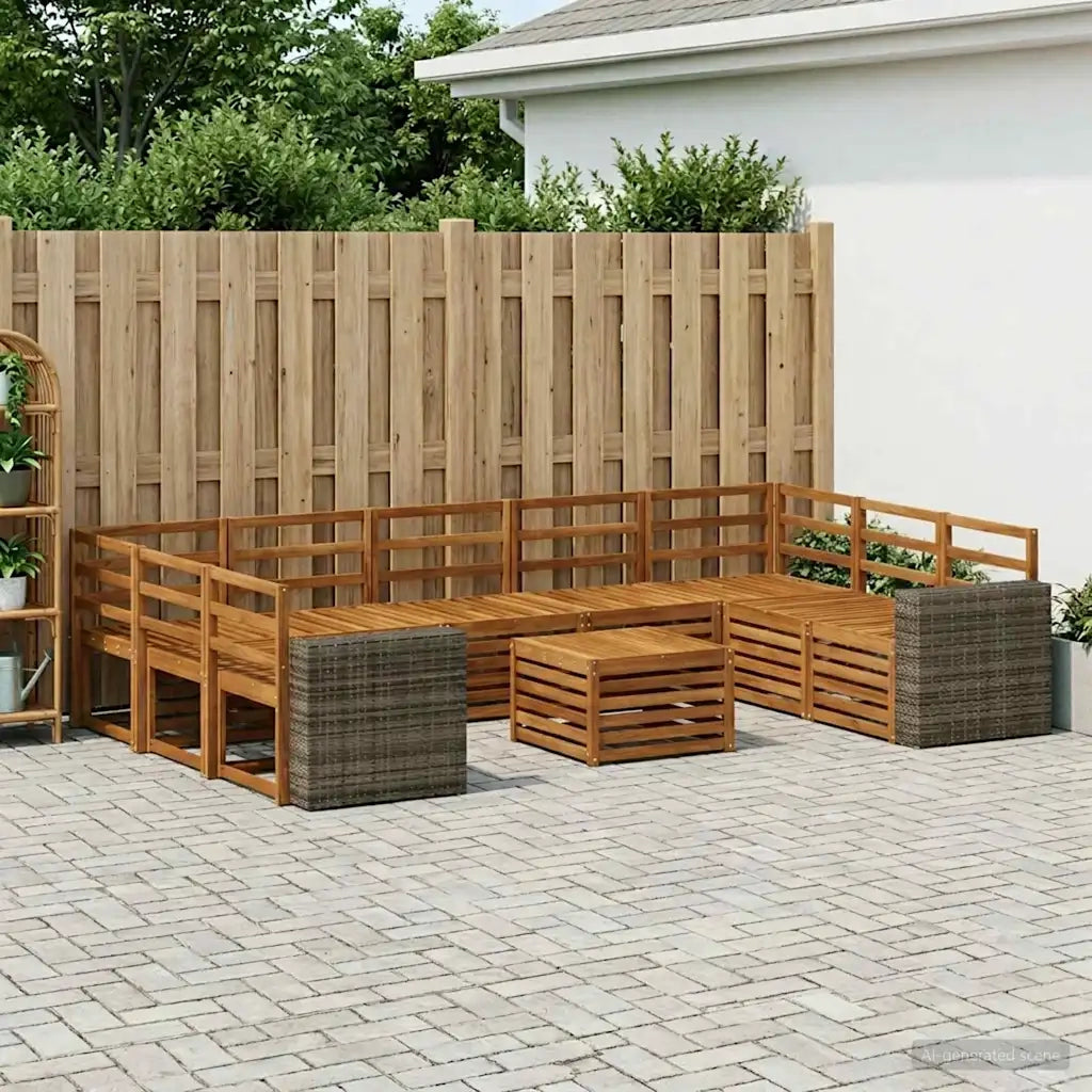 Set divani 10 pcs Naturale Legno di Acacia Massello