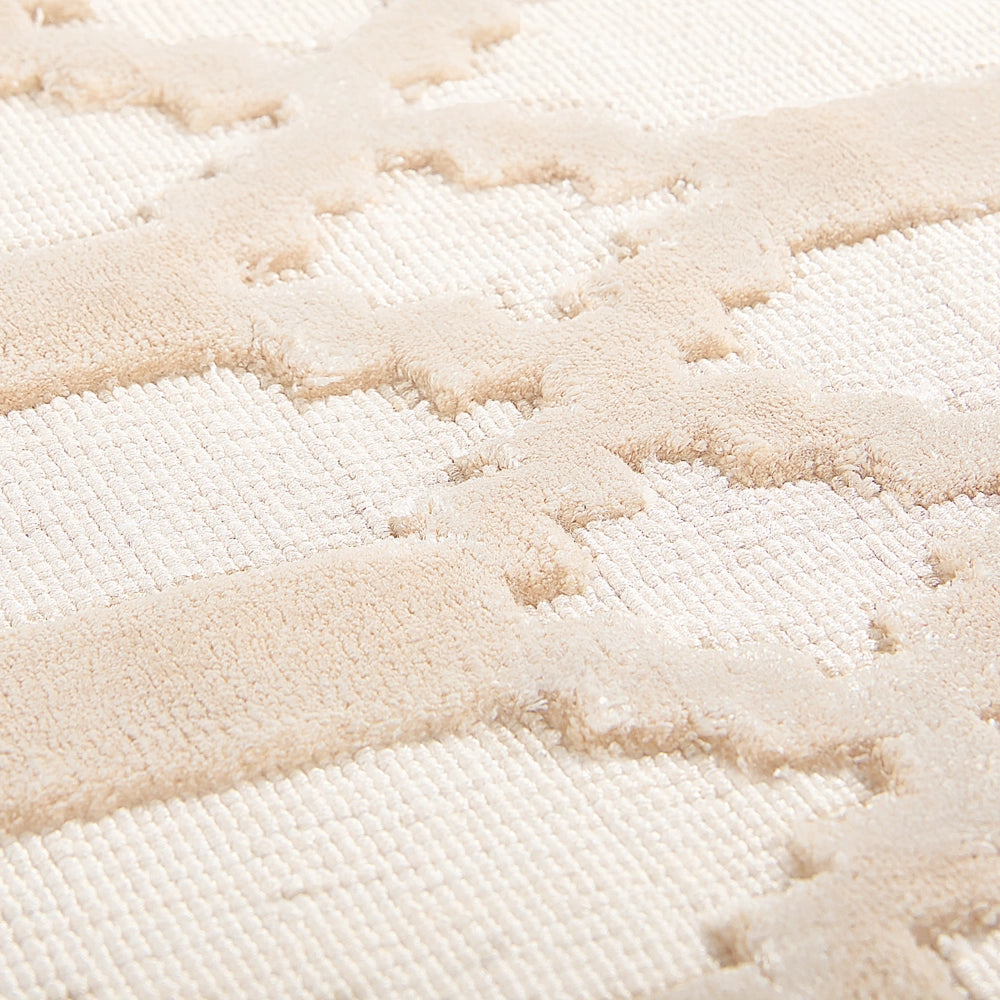 Tappeto Beige Viscosa 160 x 230 cm Motivo Geometrico Tessuto a Mano Flatweave
