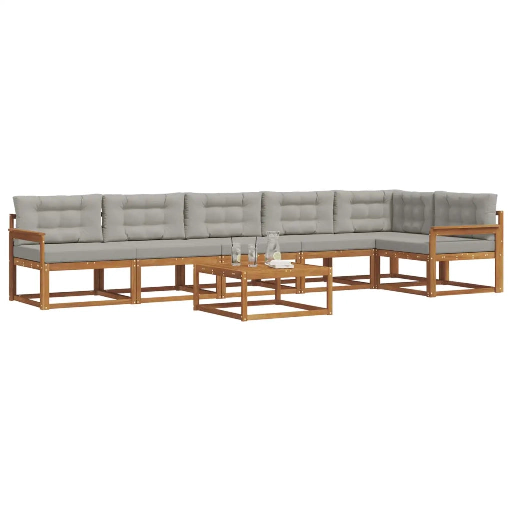 Set di divani da esterno 7 pcs Grigio Naturale e Chiaro 3367674