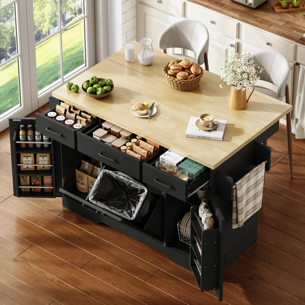 Isola Cucina Mobile con Piano Ribaltabile e Cassetto ¨C MINIMAL ¨C Bianco, 120x45x87 cm