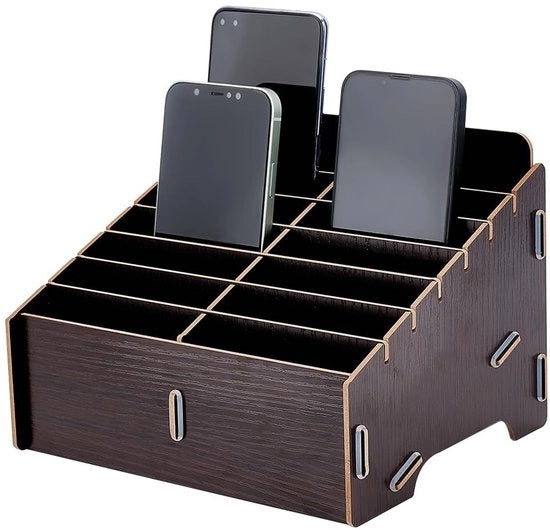Telefonoboxe con 14 Compartimenti - Desktop - 218 x 176 x 150 mm - Houten - Portatile