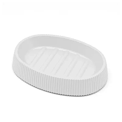 Set accessori bagno bianco cannettato con finitura effetto legno 5 pezzi Blob