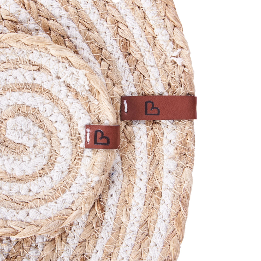 Set di 12 tovagliette e sottobicchieri rotondi in iuta naturale fatti a mano da 35/10 cm stile boho naturale