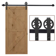 Kit di scorrimento per ante scorrevoli ¨C Zephmum ¨C Design rustico, acciaio al carbonio, nero, 200x4x0.6 cm