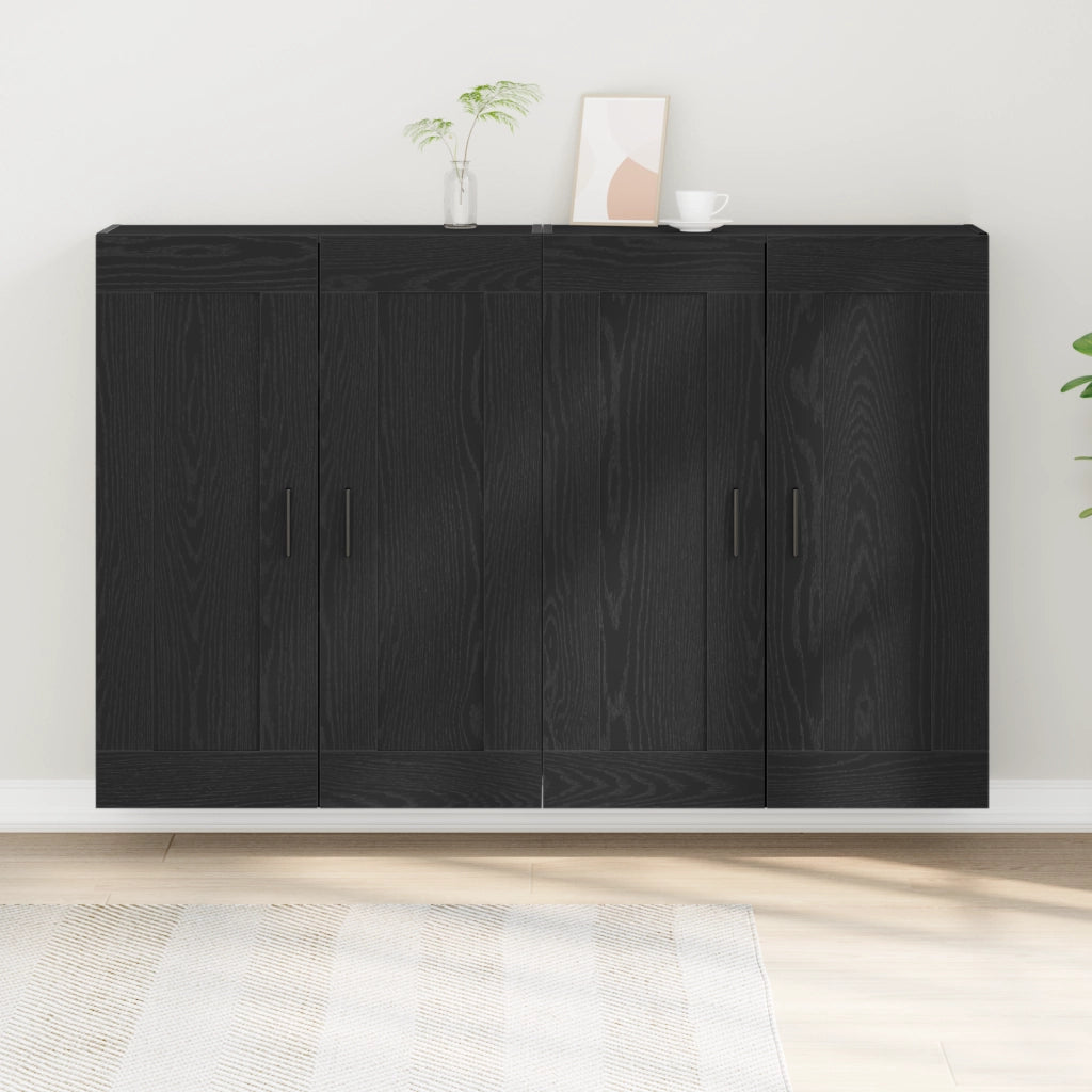 Armadi a Muro 2 pz Legno Ingegnerizzato Rovere Nero
