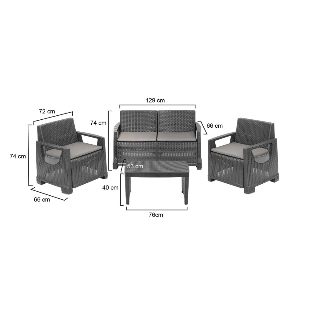 Salottino Outdoor Covo, set Salotto da Esterno 4 Posti Made in Italy, Grigio Antracite