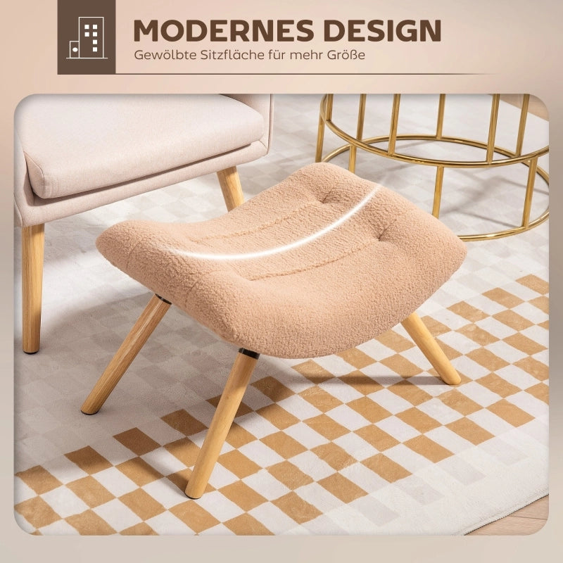 POUF Imbottito 67x45x38 cm Marrone in poliestere e legno di faggio