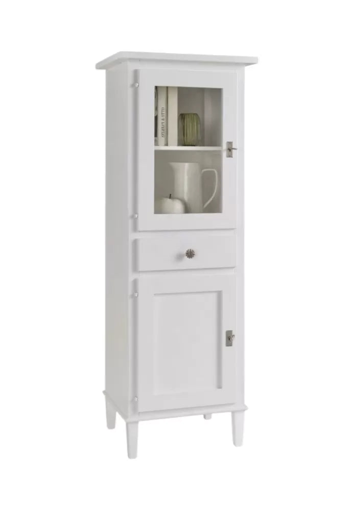 Vetrina 2 porte 1 cassetto legno shabby bianco 54x45x150 (738) - Mobili 2G