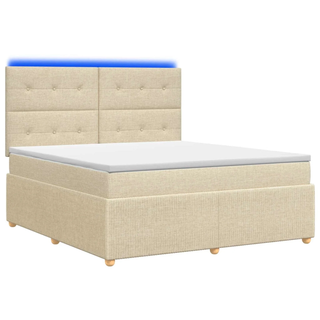 Letto Box Spring LED con Materasso Crema 180 x 200 cm Tessuto 3455921