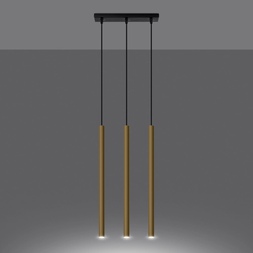 Lampada da soffitto moderna in acciaio a 3 luci color verde oceano PATELO, oro lucido