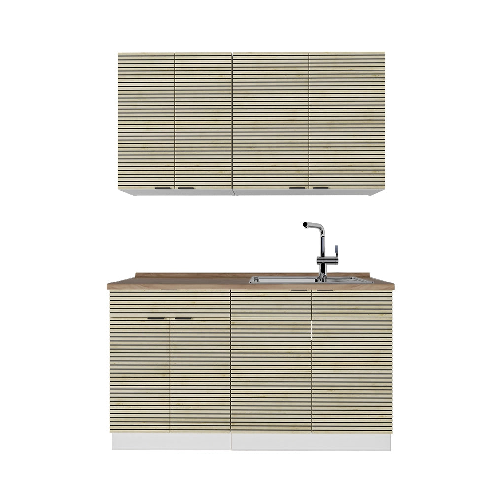 Cucina completa Fame-Line Pannello in quercia/Bianco 140 cm, PL Rovere Vicco