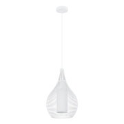 Lampadario A Sospensione Contemporaneo Razoni 1 Acciaio Bianco Vetro 1 Luce E27