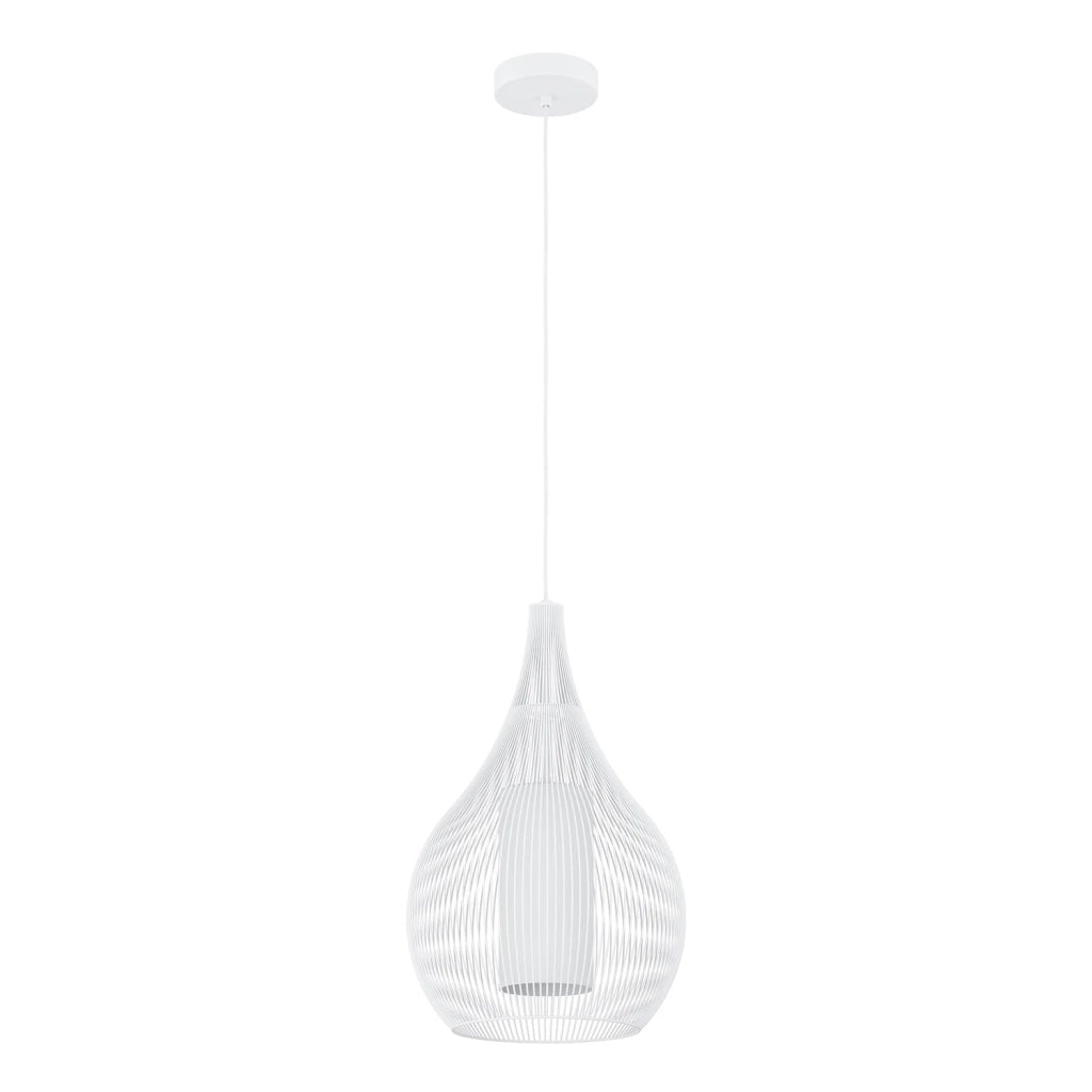 Lampadario A Sospensione Contemporaneo Razoni 1 Acciaio Bianco Vetro 1 Luce E27