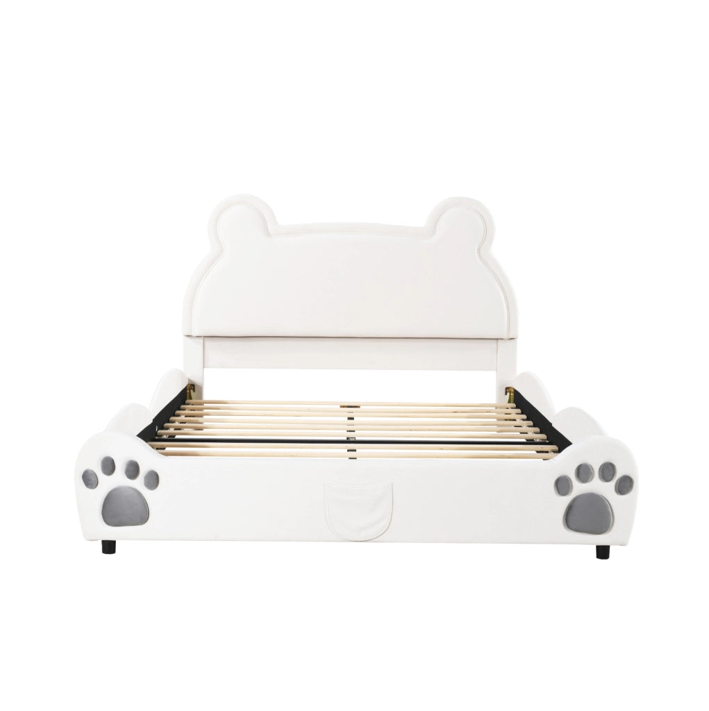 Letto imbottito per bambini a forma di orso 140x200 cm; bianco