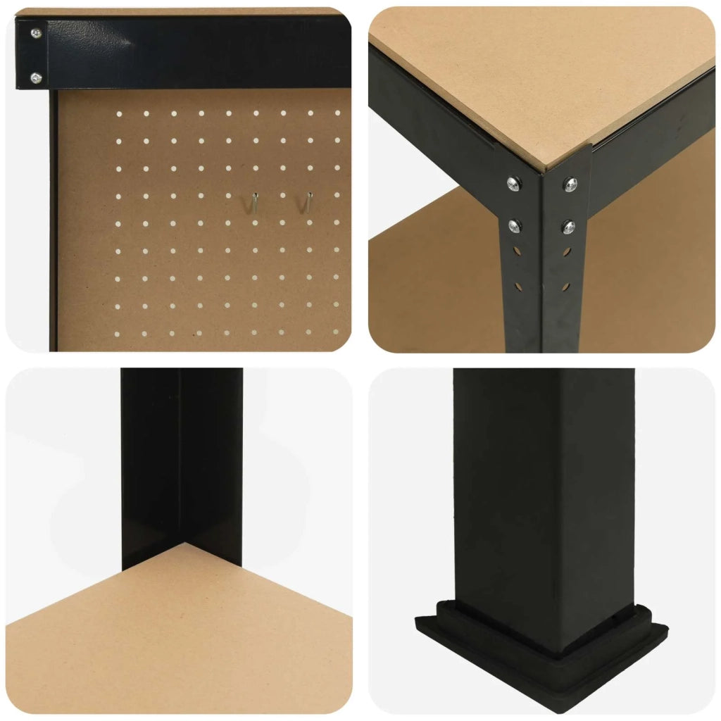 Banco da lavoro con lo scaffale Nero 114 x 54 x 145 cm CFW1397382