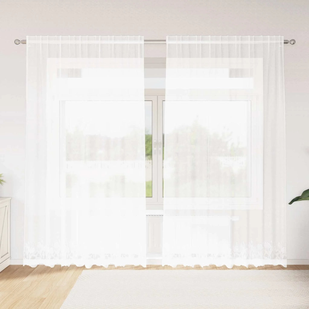Tenda in Pizzo con tende Bianco 245 x 200 cm Poliestere 4107887