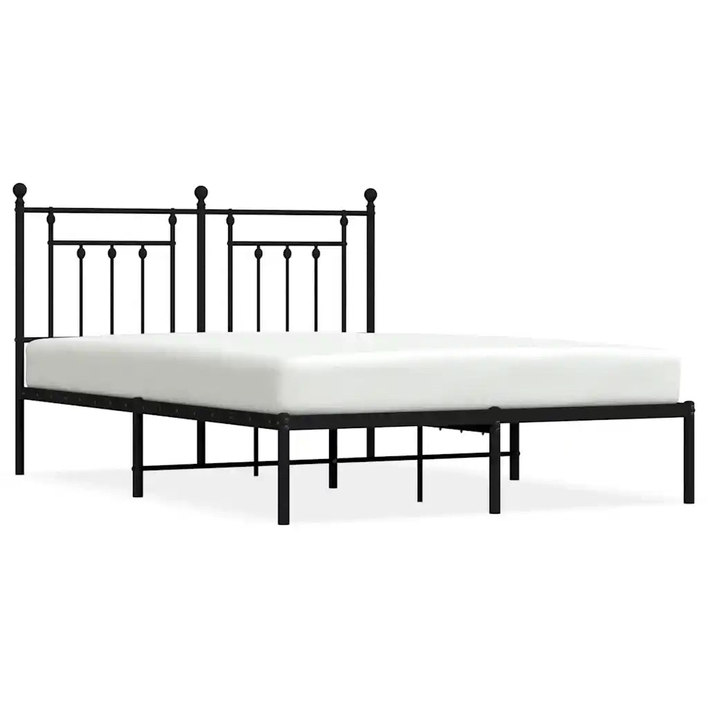 Giroletto con Testiera-Struttura Letto con testiera in Metallo Nero 140x200 cm 508099