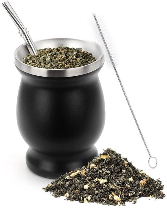 Set di Tazze per Tè in Acciaio Inossidabile a Doppia Parete - Resistente al Calore - Set di Pulizia - Ideale per Tè Freddo - Tazza per Tè