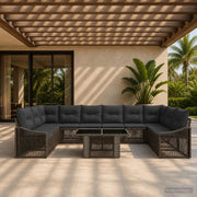 Set Divano da Giardino 11 pz Grigio e Grigio Scuro polyrattan 3437300