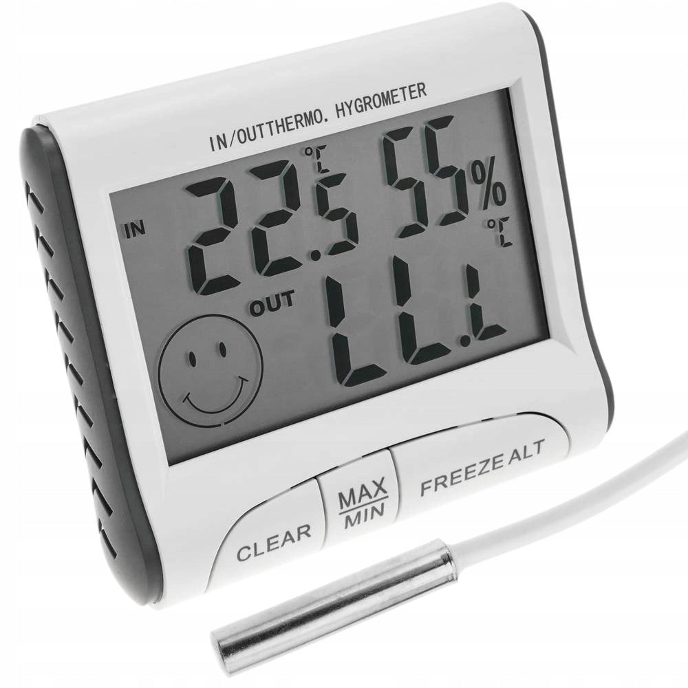 Stazione Meteo Digitale con Igrometro e Sensore Esterno – Display LCD, Magnete Integrato, Alimentazione LR44