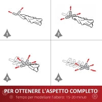 Albero di Natale Innevato da 180 cm con 630 Rami e 37 Pigne, in Plastica e Metallo, Verde e Bianco
