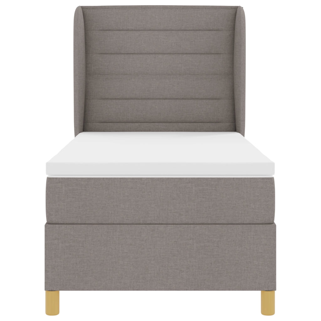 Letto Box Spring con Materasso Tortora 90x190 cm Tessuto