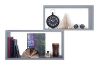 Set 2 Mensole Cubo da Parete Rettangolare in Fibra di Legno Bislungo Grigio