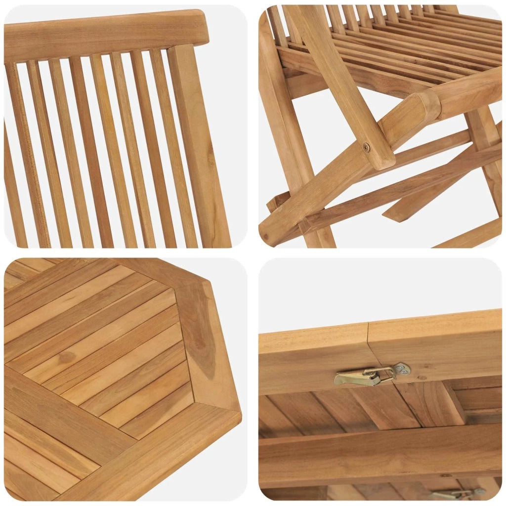 Set da Pranzo per Giardino 5 pcs Marrone Legno di teak solido 3385972