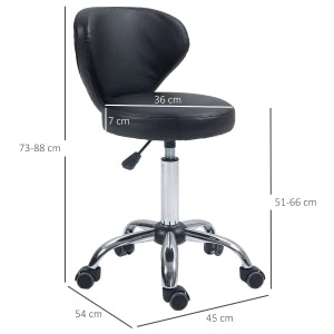 SGABELLO Girevole Regolabile 51-66 cm Pelle Rigenerata Nera