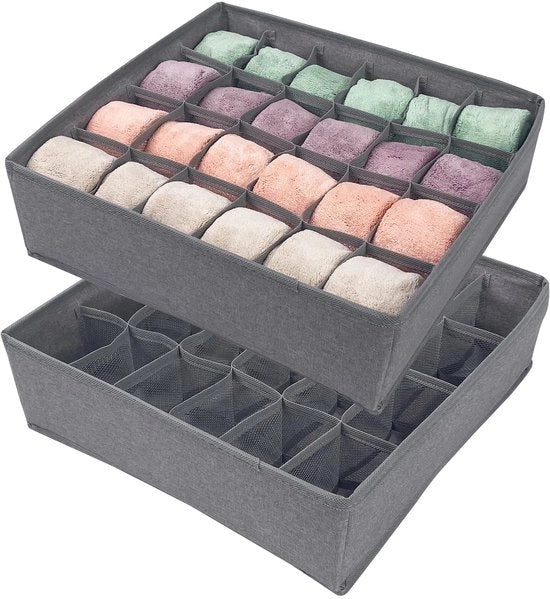 Organizzatore per calze da 2 pezzi, 24-vie cassetta per capi intimi, organizzatore pieghevole per la cassetta dei cassetti, cassetta per capi intimi, cassetta per capi intimi per cassetti, organizzatore per la vestiario, cassettiera per calze