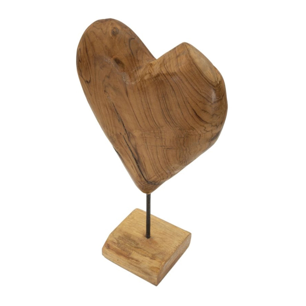 Scultura Cuore 5, Marrone, Legno, 25x12x45 cm