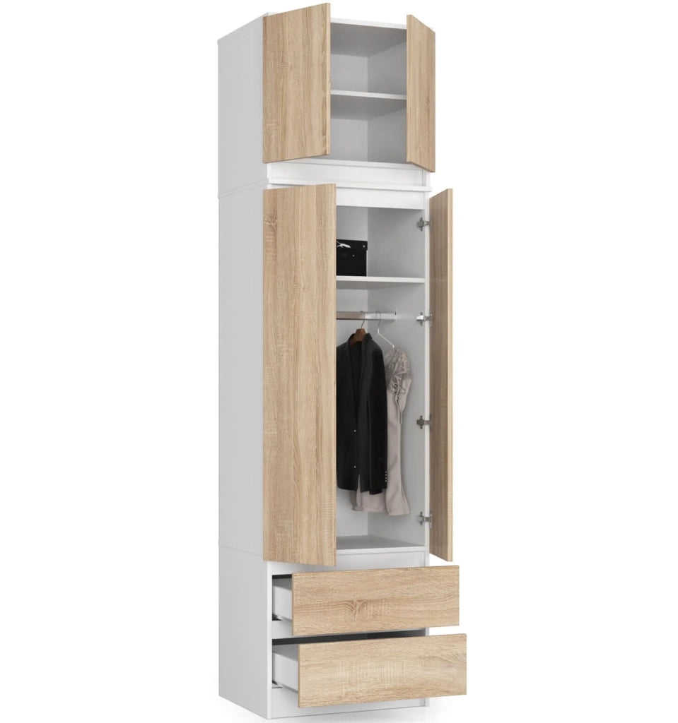 Sopralzo per armadio AKORD S60 Bianco 60 cm 2 ante inserto frontale Sonoma Quercia 60x51x55 cm