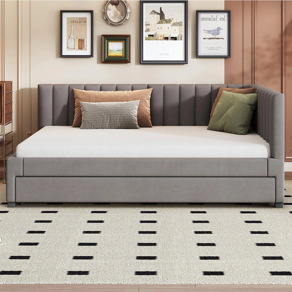 Divano letto - Xylo - 140x200 cm multifunzione velluto grigio