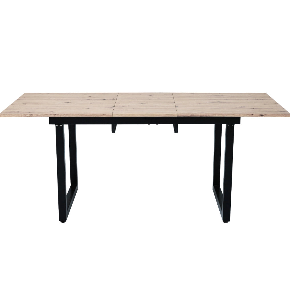 Tavolo da pranzo allungabile stile industriale 140/180 x 80 x 75 cm; nero e naturale; in MDF e metallo