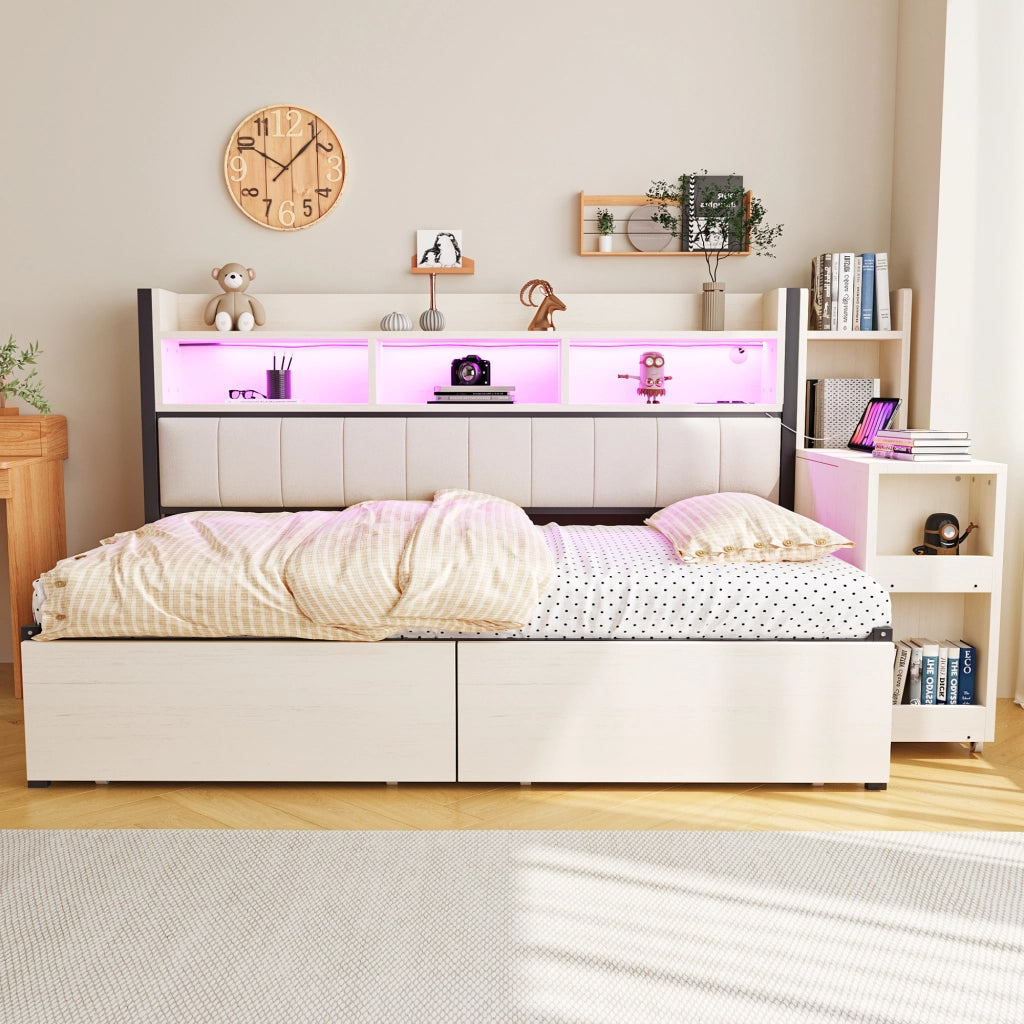Letto sofà con scrivania estraibile metallo legno 90x200 cm