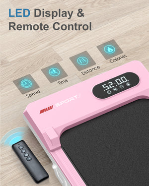 Tapis Roulant Elettrico con Inclinazione - RATTANTREE - 1-8 km/h Tapis Roulant Salvaspazio con Pendenza - 2 in 1 Walking Pad e Telecomando - Display a LED - Rosa