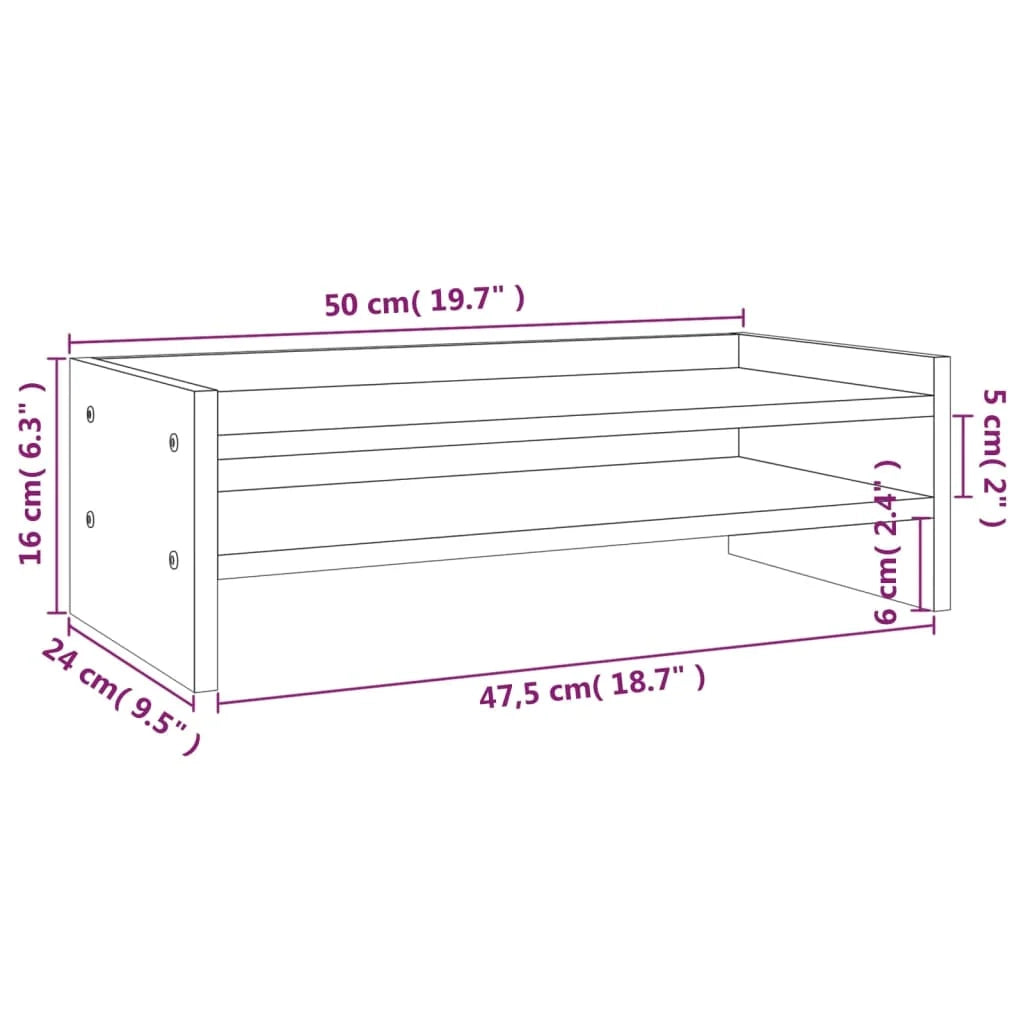 Supporto per monitor 50 x 24 x 16 cm in legno massello di pino bianco 02_0004422